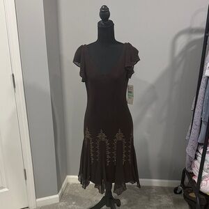Elegant Brown Chiffon Dress
